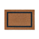 Rectangular brown coir doormat with a black border, displayed flat on a white background, showcasing natural fibre texture.