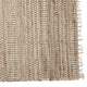 A premium runner with vertical beige and white stripes, crafted natural fibres, finished with a delicate fringe along one edge.