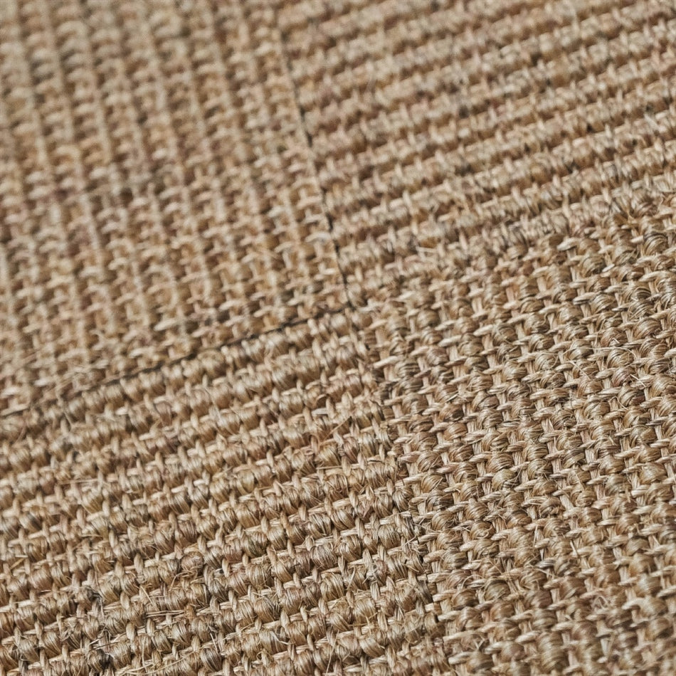 Beige and brown sisal tiles in a refined check pattern, showcasing natural fibers and artisanal quality for sophisticated interiors.