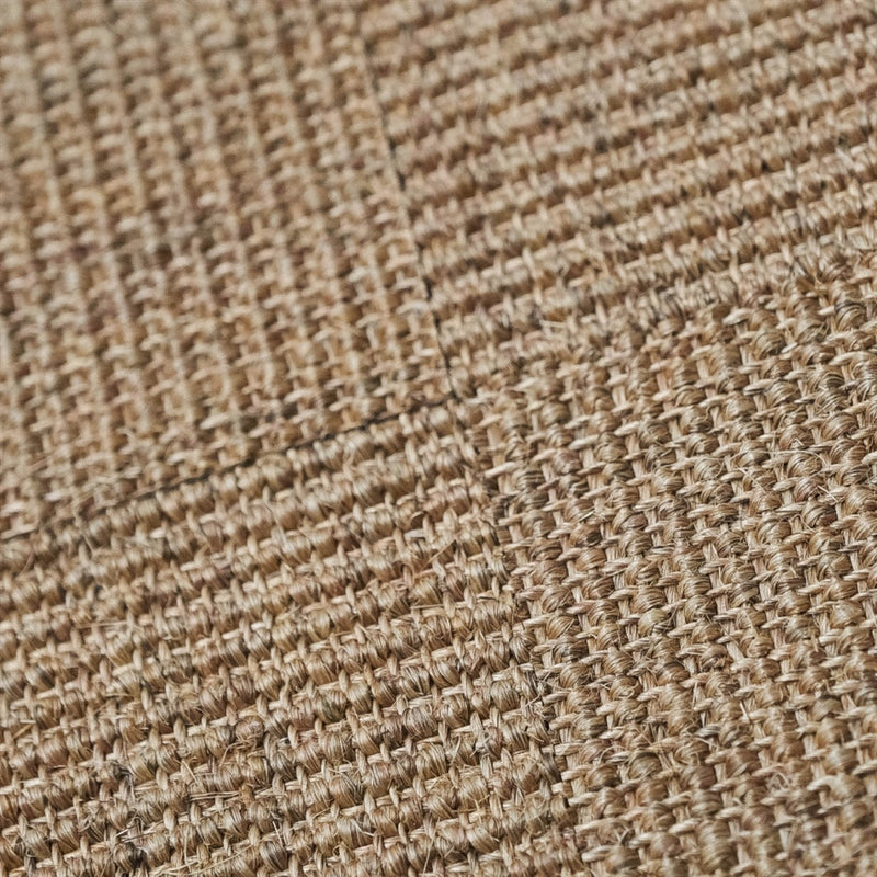 Beige and brown sisal tiles in a refined check pattern, showcasing natural fibers and artisanal quality for sophisticated interiors.