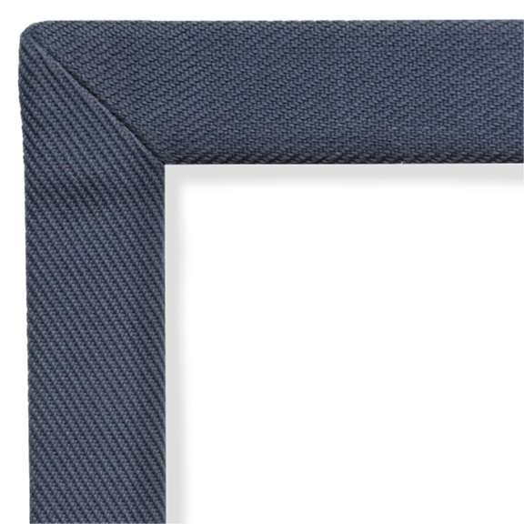 Navy blue cotton and linen border with rich, textured weave, highlighting impeccable craftsmanship and sustainable materials.