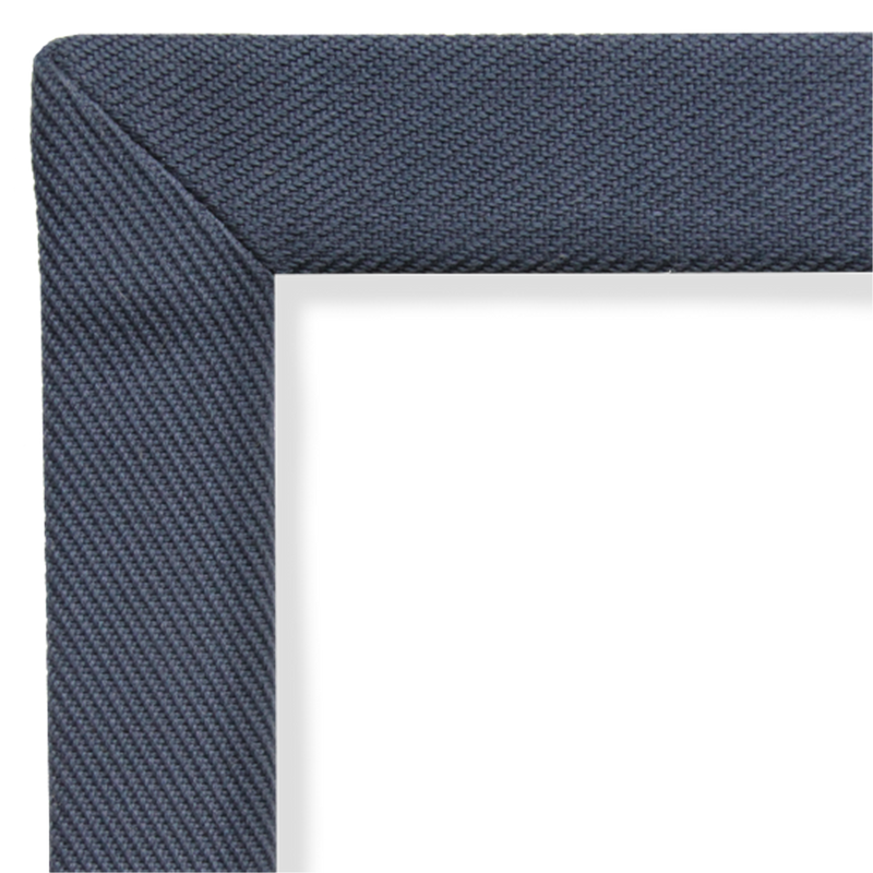 Navy blue cotton and linen border with rich, textured weave, highlighting impeccable craftsmanship and sustainable materials.